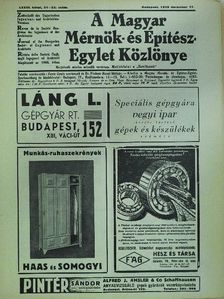 Dr. Thamm István - A Magyar Mérnök- és Építész-Egylet Közlönye 1939. december 17. [antikvár]