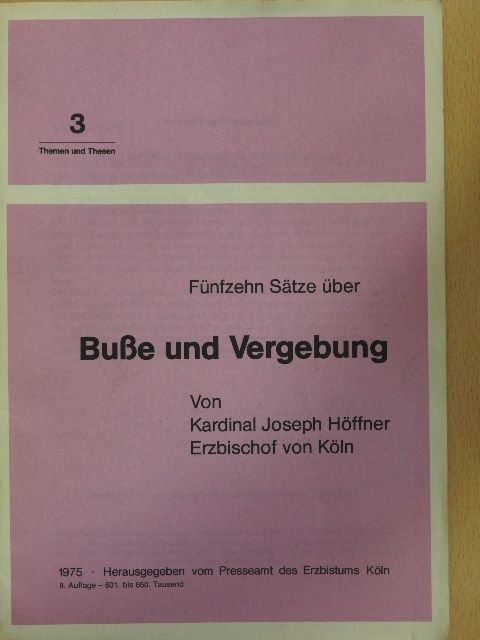 Joseph Höffner - Buße und Vergebung [antikvár]