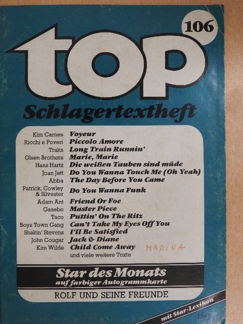 Adam Ant - Top Schlagertextheft 106 [antikvár]