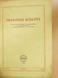 Egry Péter - Filológiai Közlöny 1960/1-4. [antikvár]