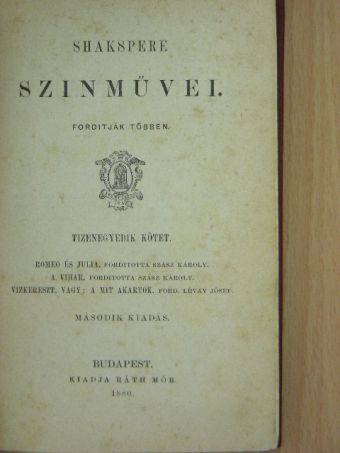 Shakspere - Shakspere szinművei XI. [antikvár]