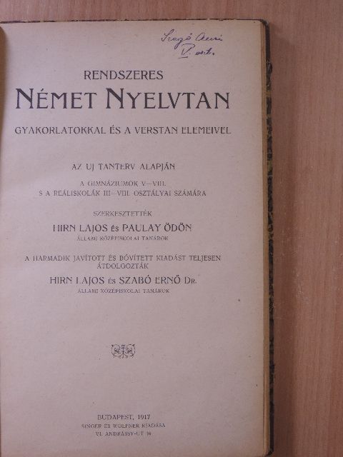 Rendszeres német nyelvtan [antikvár]