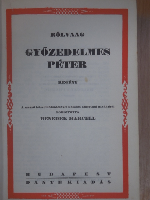 Ole Edward Rölvaag - Győzedelmes Péter [antikvár]