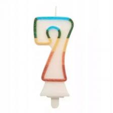 Színes számgyertya csillámmal, 8,5 cm - 7