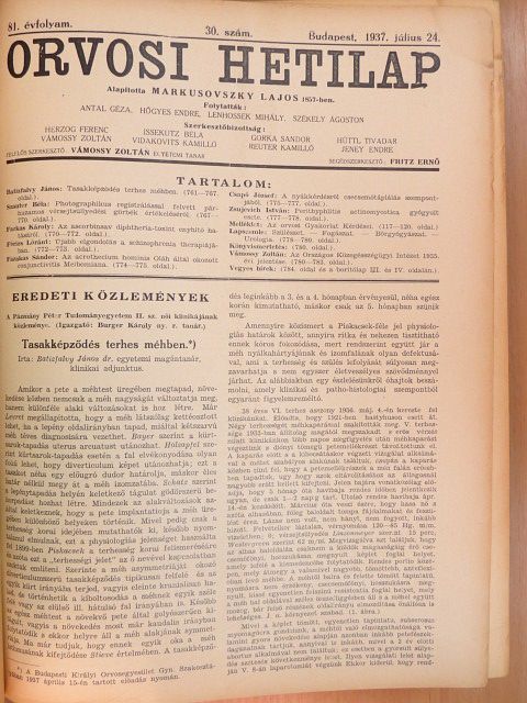 Csapó József - Orvosi Hetilap 1937. (nem teljes évfolyam) [antikvár]