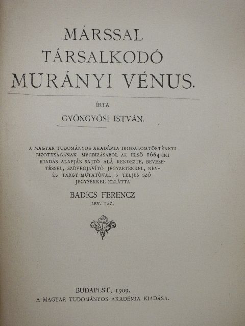 Gyöngyösi István - Márssal társalkodó Murányi Vénus [antikvár]