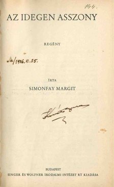 Simonfay Margit - Az idegen asszony [antikvár]