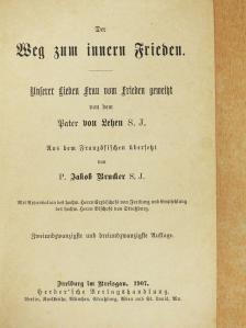 Fater  von Lehen S. J. - Der Weg zum innern Frieden (gótbetűs) [antikvár]