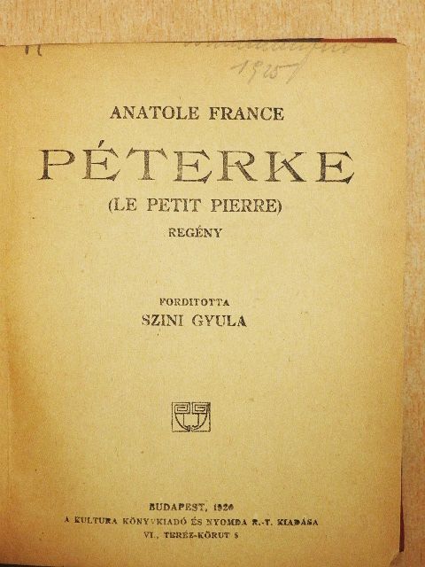 Anatole France - Péterke [antikvár]