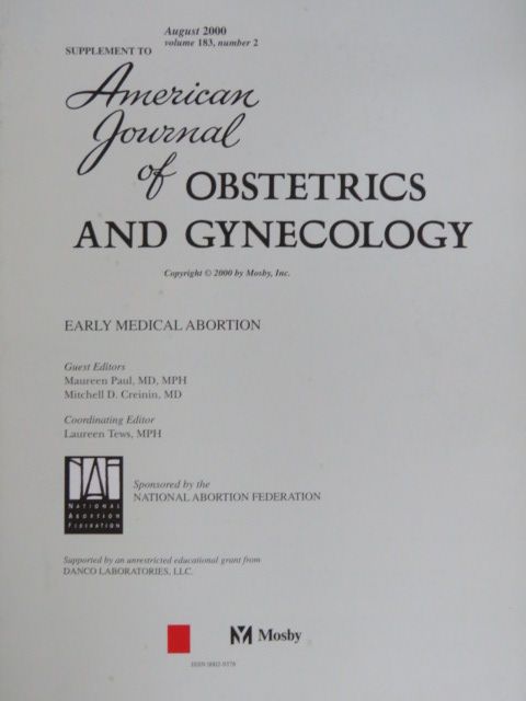 Carole Joffe - Supplement to American Journal of Obstetrics and Gynecology August 2000 [antikvár]