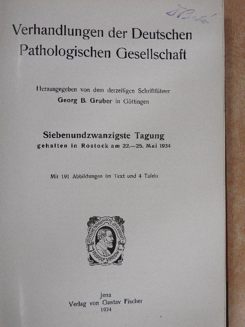 Verhandlungen der Deutschen Pathologischen Gesellschaft 27. Tagung [antikvár]