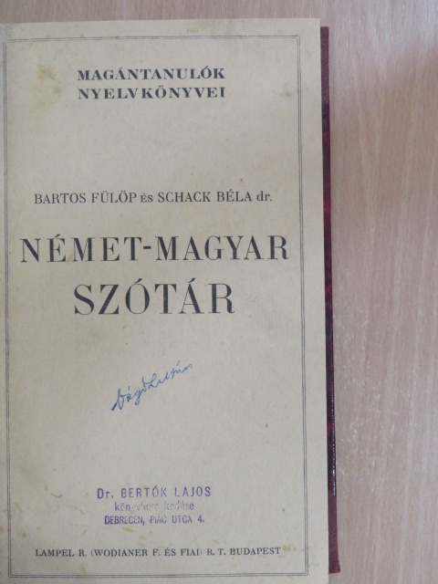 Bartos Fülöp - Német-magyar szótár [antikvár]
