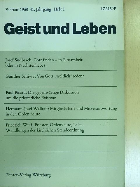 Friedrich Wulf - Geist und Leben Februar 1968 [antikvár]