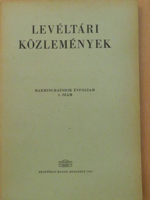 Ila Bálint - Levéltári közlemények XXXVI. 1-2. szám [antikvár]