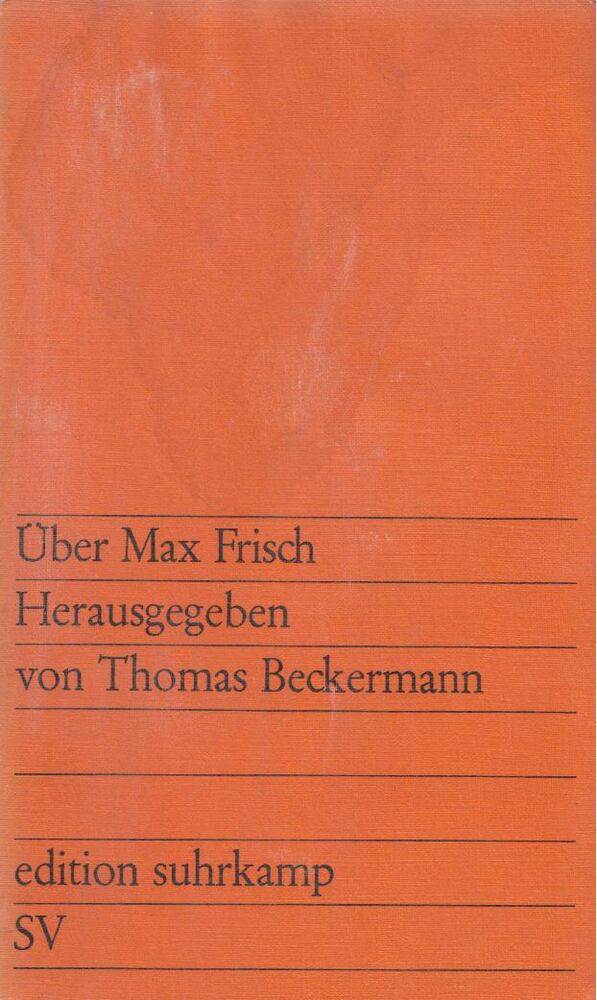 Beckermann, Thomas - Über Max Frisch [antikvár]