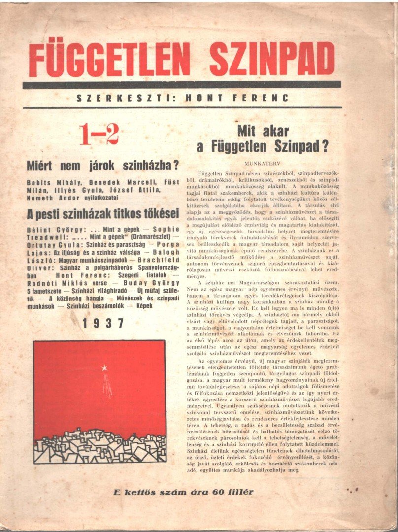HONT FERENC - Független szinpad 1-2. szám [antikvár]