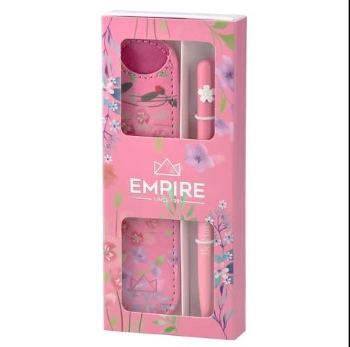 P3011-0255 - Golyóstoll Burgeon pink 1,0 mm kék tintával, eco bőr tokkal