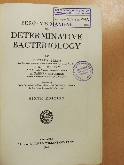 A. Parker Hitchens - Bergey's Manual of Determinative Bacteriology [antikvár]