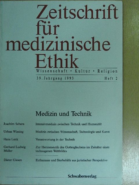 Dieter Giesen - Zeitschrift für medizinische Ethik 1993/2 [antikvár]