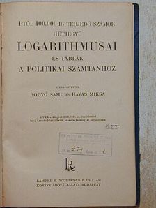 1-től 100.000-ig terjedő számok hétjegyű logarithmusai és táblák a politikai számtanhoz [antikvár]