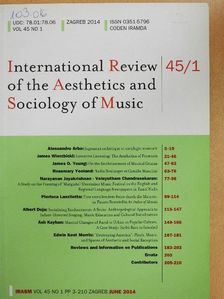 Alessandro Arbo - International Review of the Aesthetics and Sociology of Music - June 2014 [antikvár]
