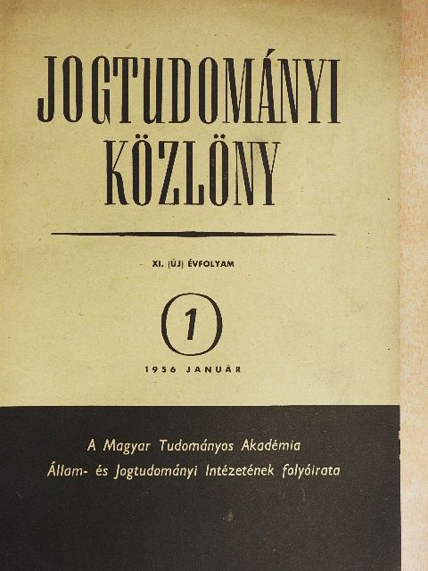 Jogtudományi Közlöny 1956. január [antikvár]