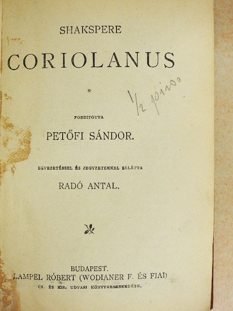 Shakespeare - Coriolanus/Julius Caesar/Othello/Antonius és Cleopatra [antikvár]