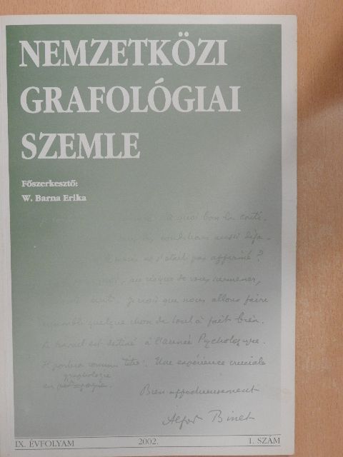 Beiczer Éva - Nemzetközi Grafológiai Szemle 2002/1. [antikvár]