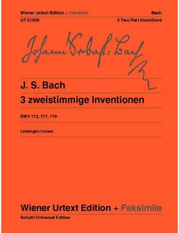 J. S. Bach - 3 ZWEISTIMMIGE INVENTIONEN BWV 772, 777, 779 FÜR KLAVIER WIENER URTEXT (LEISINGER / JONAS)