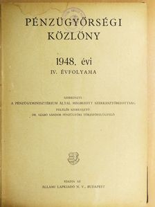 Pénzügyőrségi Közlöny 1948. január-december/1949. (nem teljes évfolyam) [antikvár]