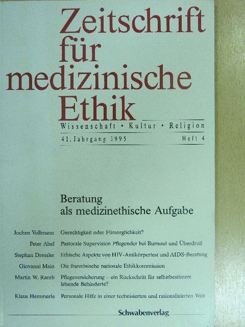 Giovanni Maio - Zeitschrift für medizinische Ethik 1995/4 [antikvár]