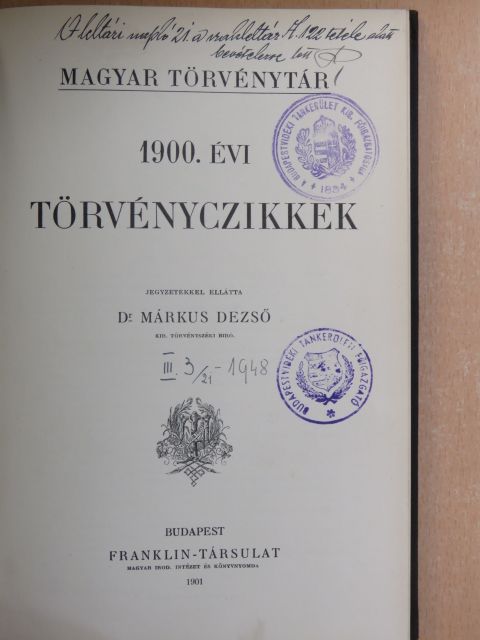 1900. évi törvényczikkek [antikvár]