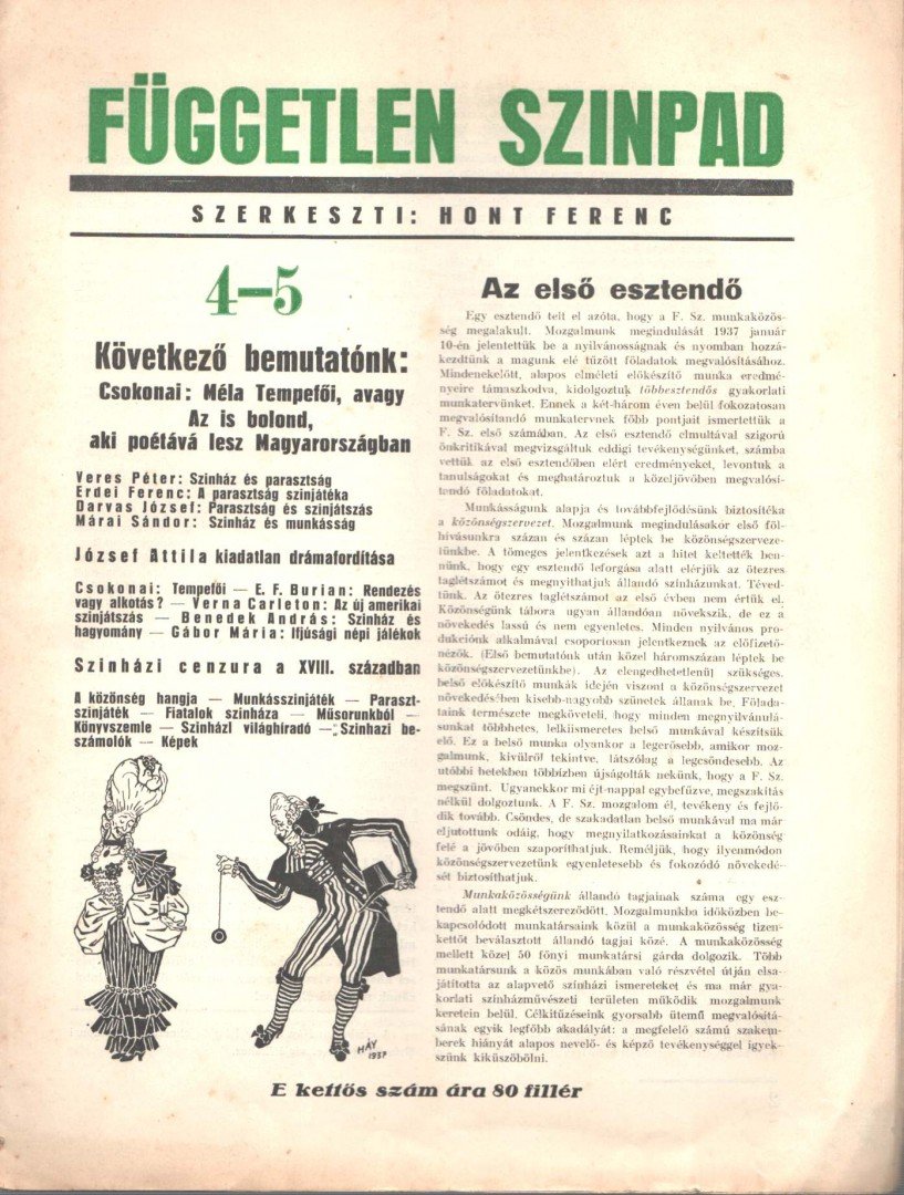 HONT FERENC - Független szinpad 4-5. szám [antikvár]