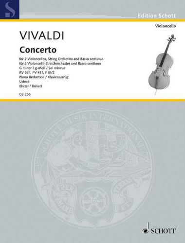 Vivaldi - CONCERTO FOR 2 VIOLONCELLOS, STRING ORCH. AND BC, g MINOR RV 531, PV 411, F III/2. PIANO RED. URTEXT