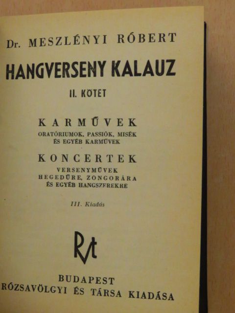 Dr. Meszlényi Róbert - Hangverseny kalauz II. [antikvár]