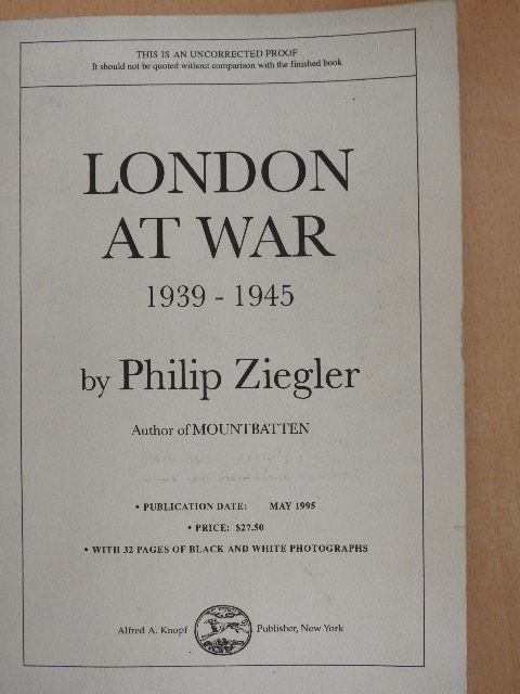 Philip Ziegler - London at War [antikvár]