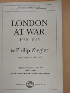 Philip Ziegler - London at War [antikvár]