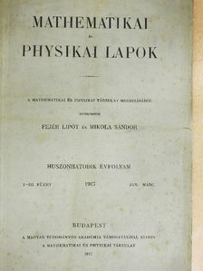 Békefy Imre - Mathematikai és physikai lapok 1917. január-március [antikvár]