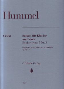 HUMMEL - SONATE FÜR KLAVIER UND VIOLA ES-DUR OP.5 NR.3 URTEXT (HERTTRICH / SCHILDE / ZIMMERMANN)
