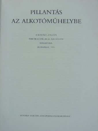 Pillantás az alkotóműhelybe [antikvár]