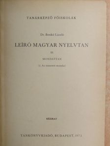 Dr. Benkő László - Leíró magyar nyelvtan III/2 [antikvár]