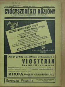 Gyógyszerészi Közlöny 1933. január 1. [antikvár]