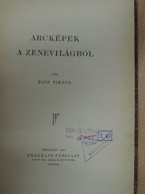 Papp Viktor - Arcképek a zenevilágból [antikvár]