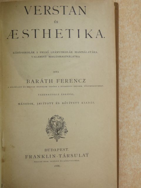 Baráth Ferencz - Verstan és aesthetika [antikvár]