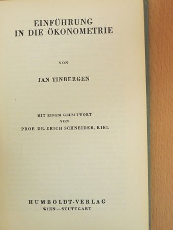 Jan Tinbergen - Einführung in die Ökonometrie [antikvár]