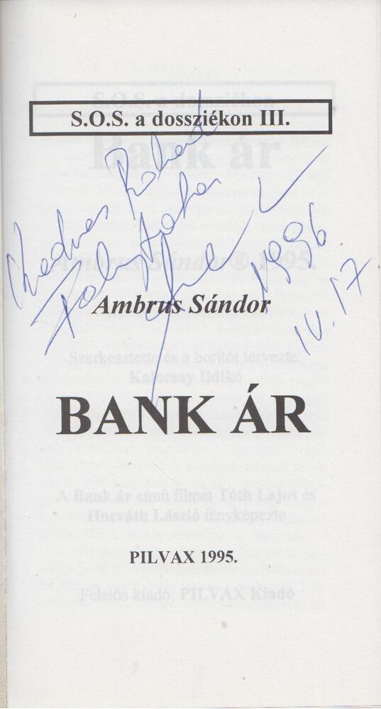 AMBRUS SÁNDOR - Bank ár (dedikált) [antikvár]