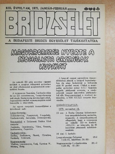 Bridzsélet 1971. január-február [antikvár]