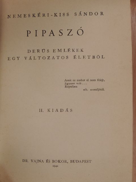 Nemeskéri-Kiss Sándor - Pipaszó [antikvár]