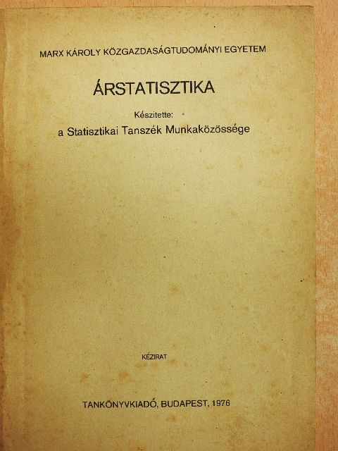 Dr. Köves Pál - Árstatisztika [antikvár]
