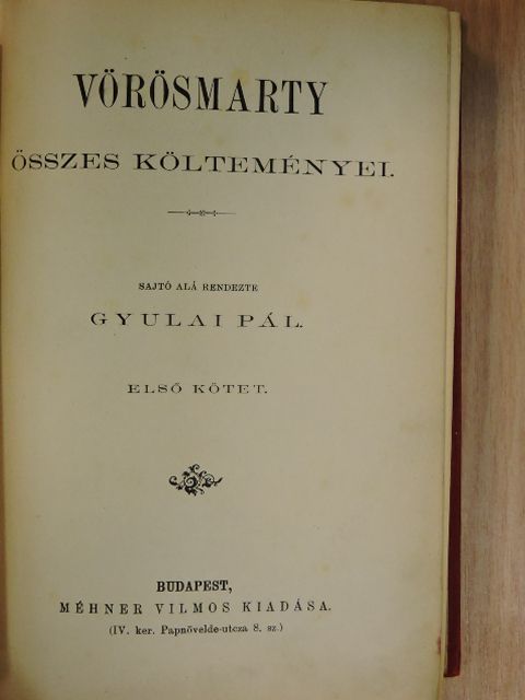 Vörösmarty Mihály - Vörösmarty összes költeményei I. (töredék) [antikvár]